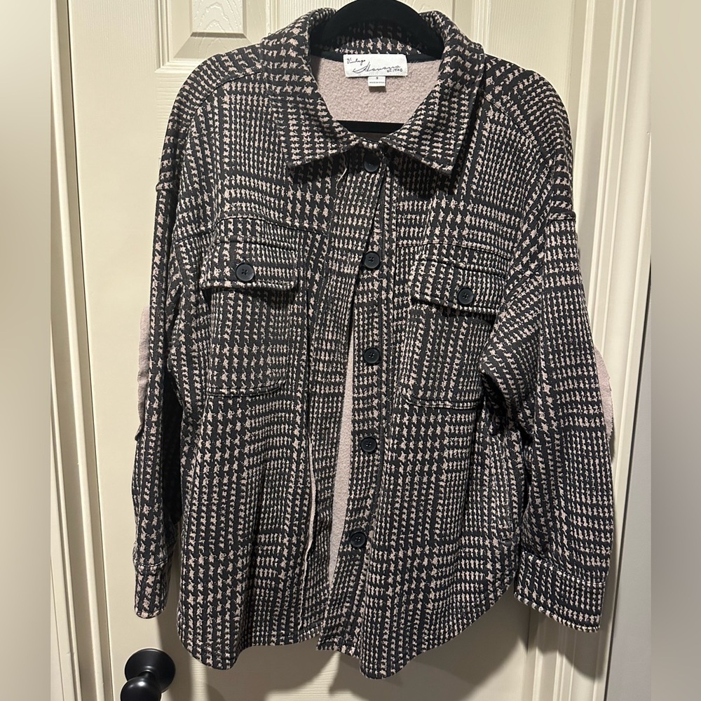 Vintage Havana Plaid Houndstooth Shacket
